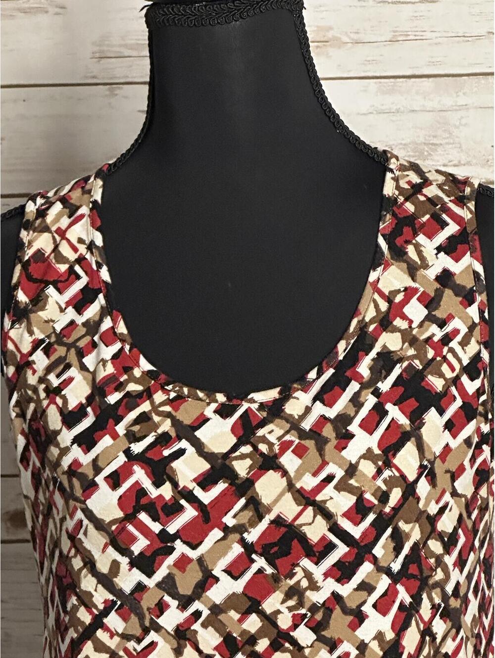 J. Jill Wearever Collection sleeveless tank top XS abstract geometric red black - Picture 2 of 5